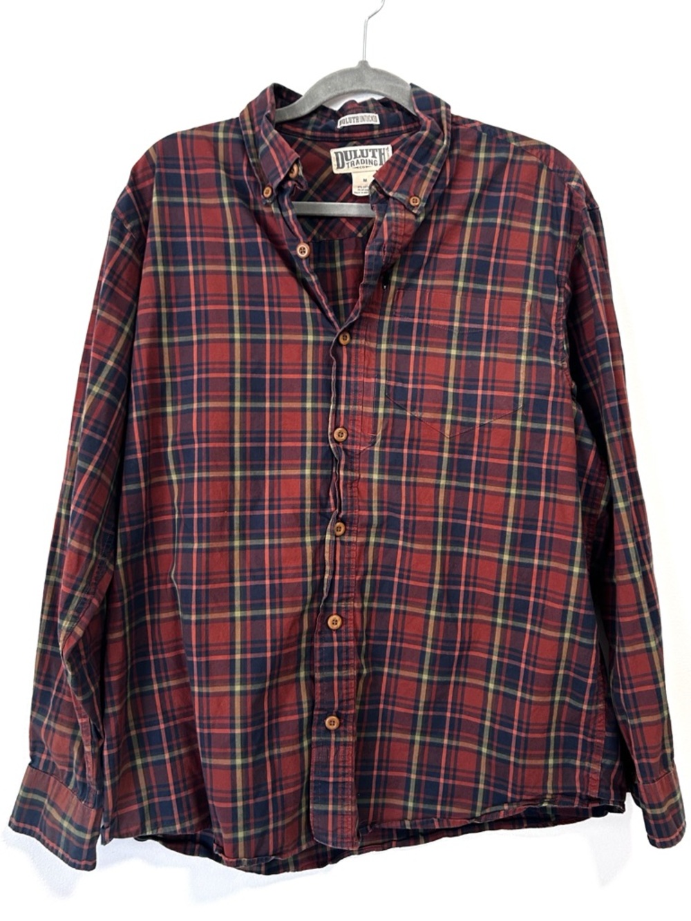 Duluth Trading Untucked Relaxed Fit Button Down Shirt Plaid Men’s Medium 89320